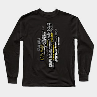 Krav Maga Cool Yellow Lettering Workout Design Long Sleeve T-Shirt